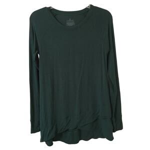 Cuddl Duds Softwear With Stretch, Long Sleeve, Size Small Forest Green Hi-Lo Top